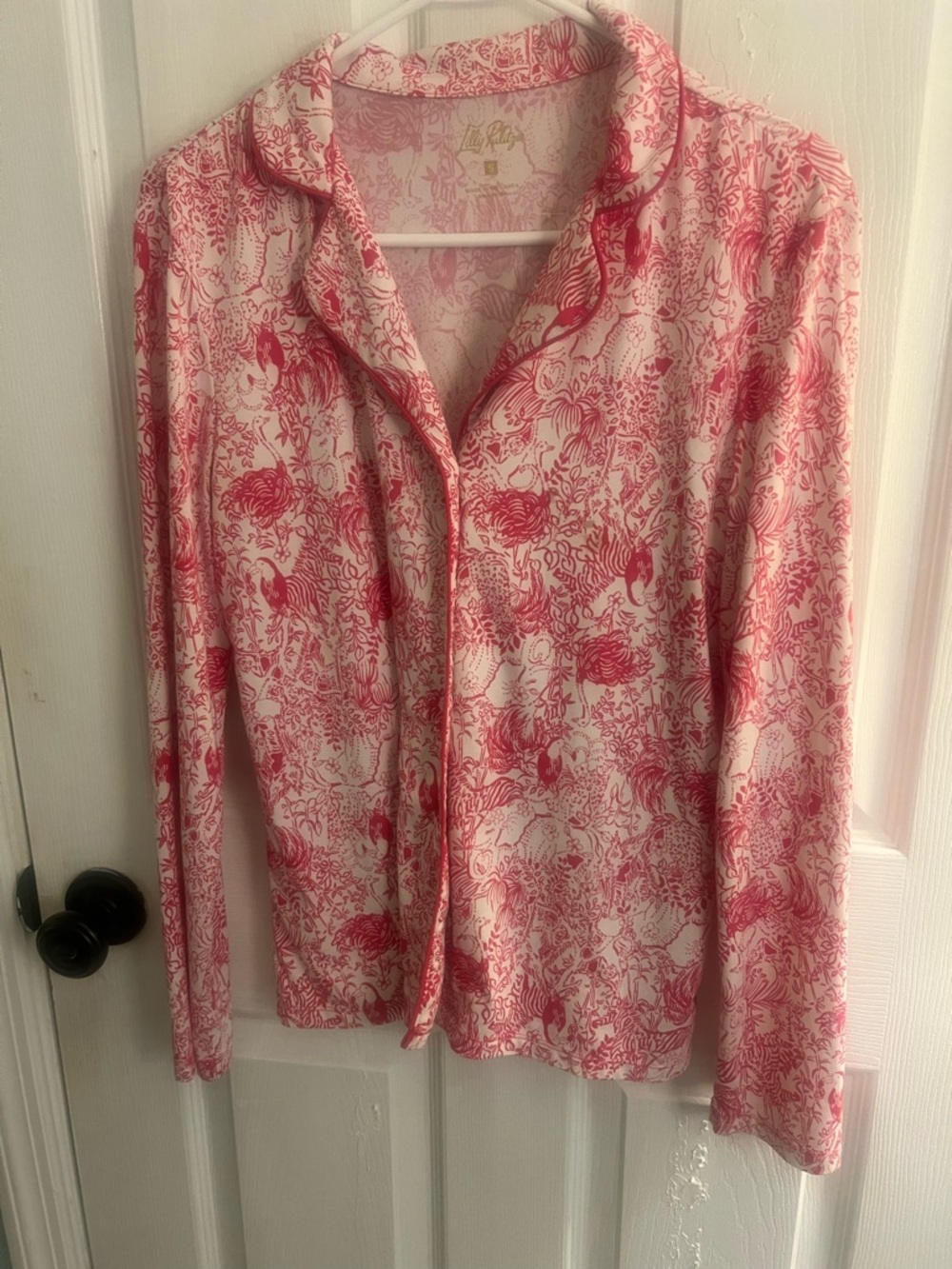 Lilly Pulitzer Pink Floral Printed pajama Top sz s
